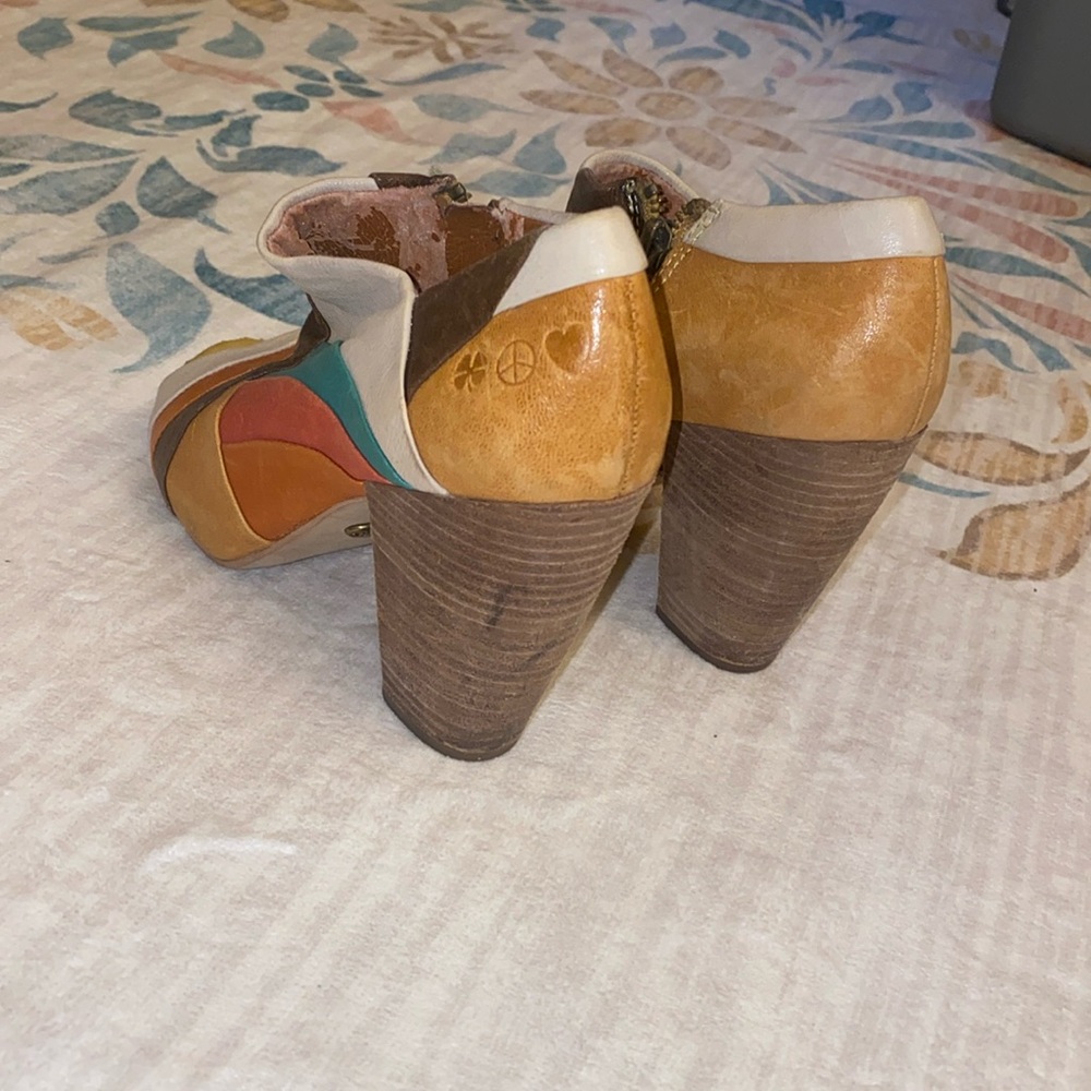 Colorful Patchwork Peep-Toe Ankle Boots - image 3